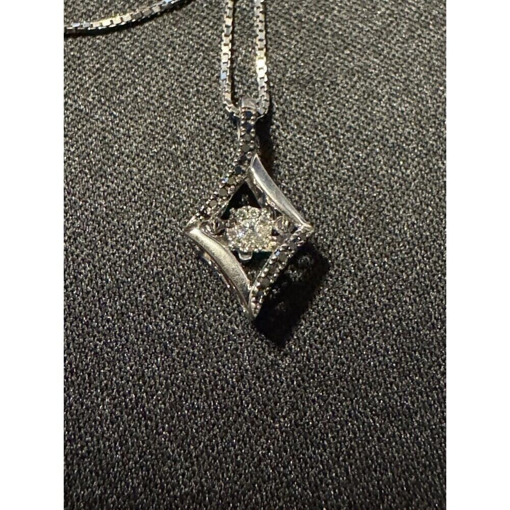 925 Sterling Silver Real Floating Articulated Diamond Necklace 16in